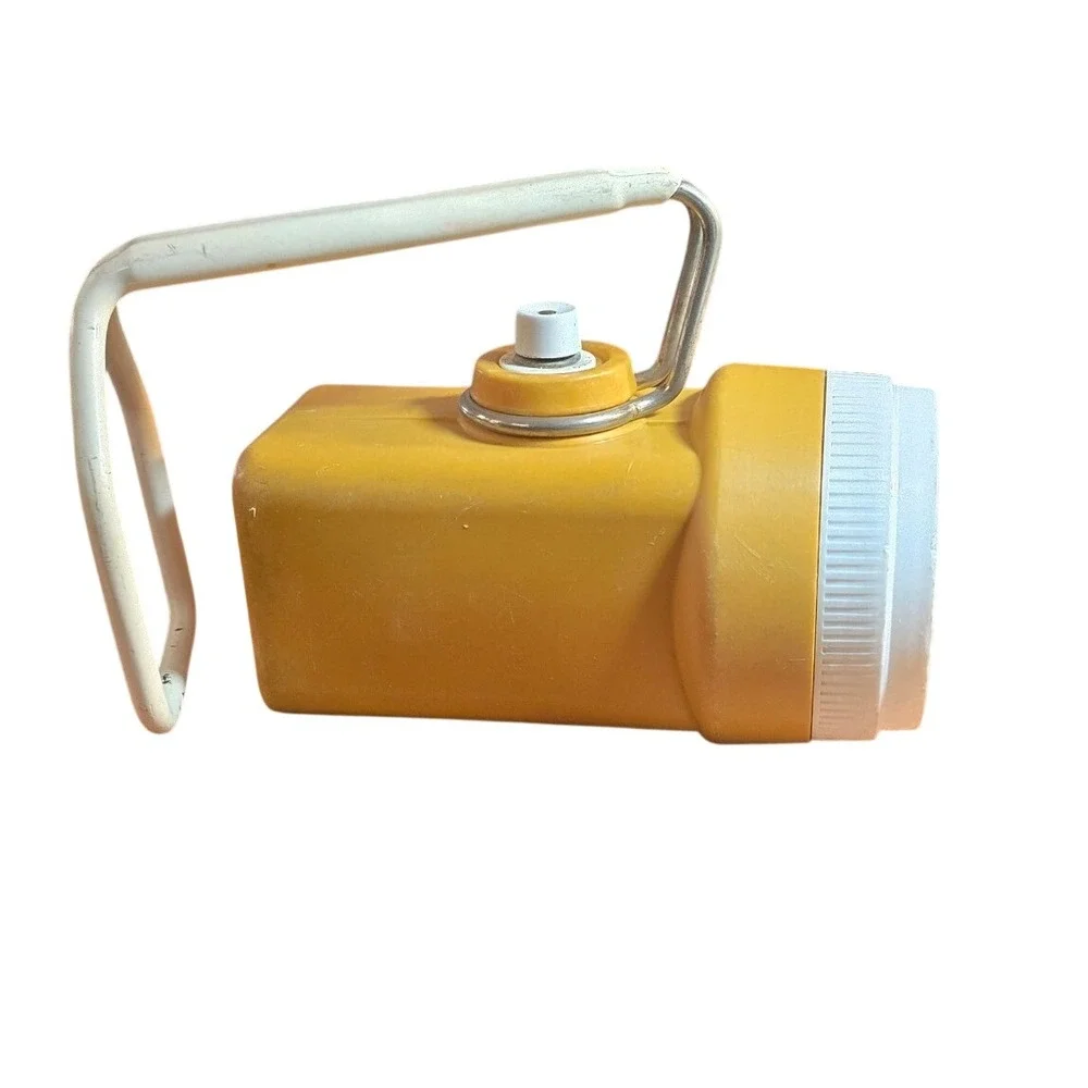 Vintage SEARS mustard yellow adjustable stand rotate Flashlight handle camp fish